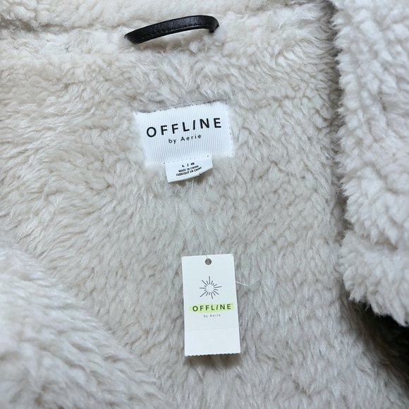 Offline by Aerie Cream & Brown Teddy Vest Jacket nwt large - Picture 10 of 11